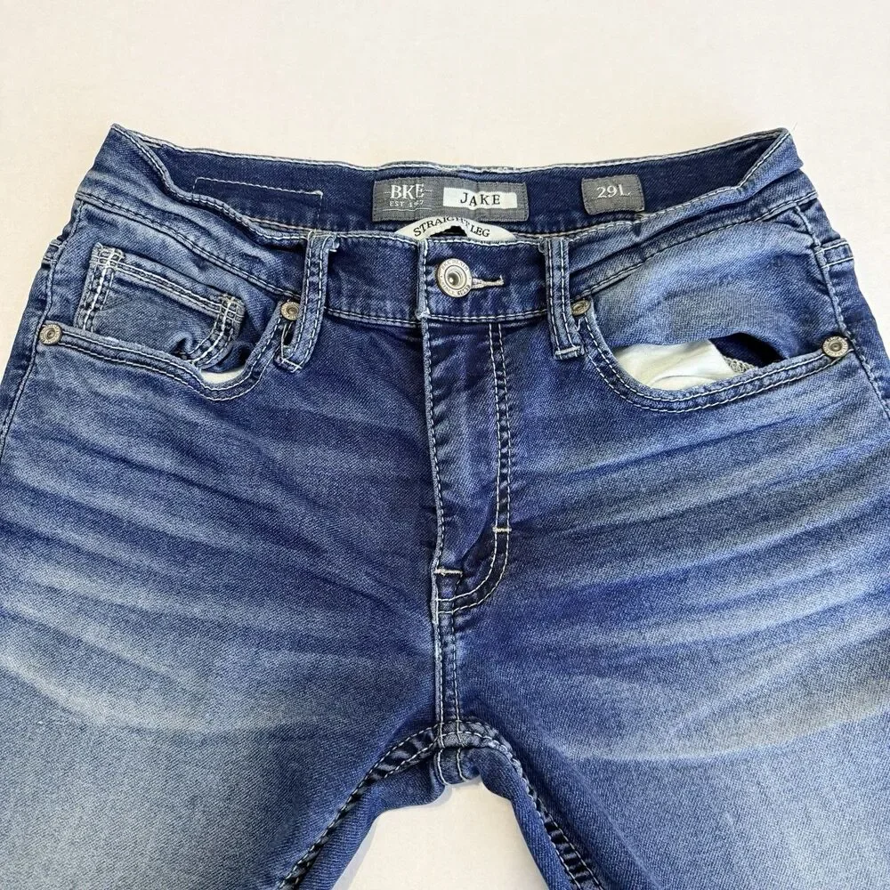 BKE Jeans Mens 29x33 Blue Jake Straight Leg Denim Regular Fit Stretch Med. Wash - Picture 2 of 15